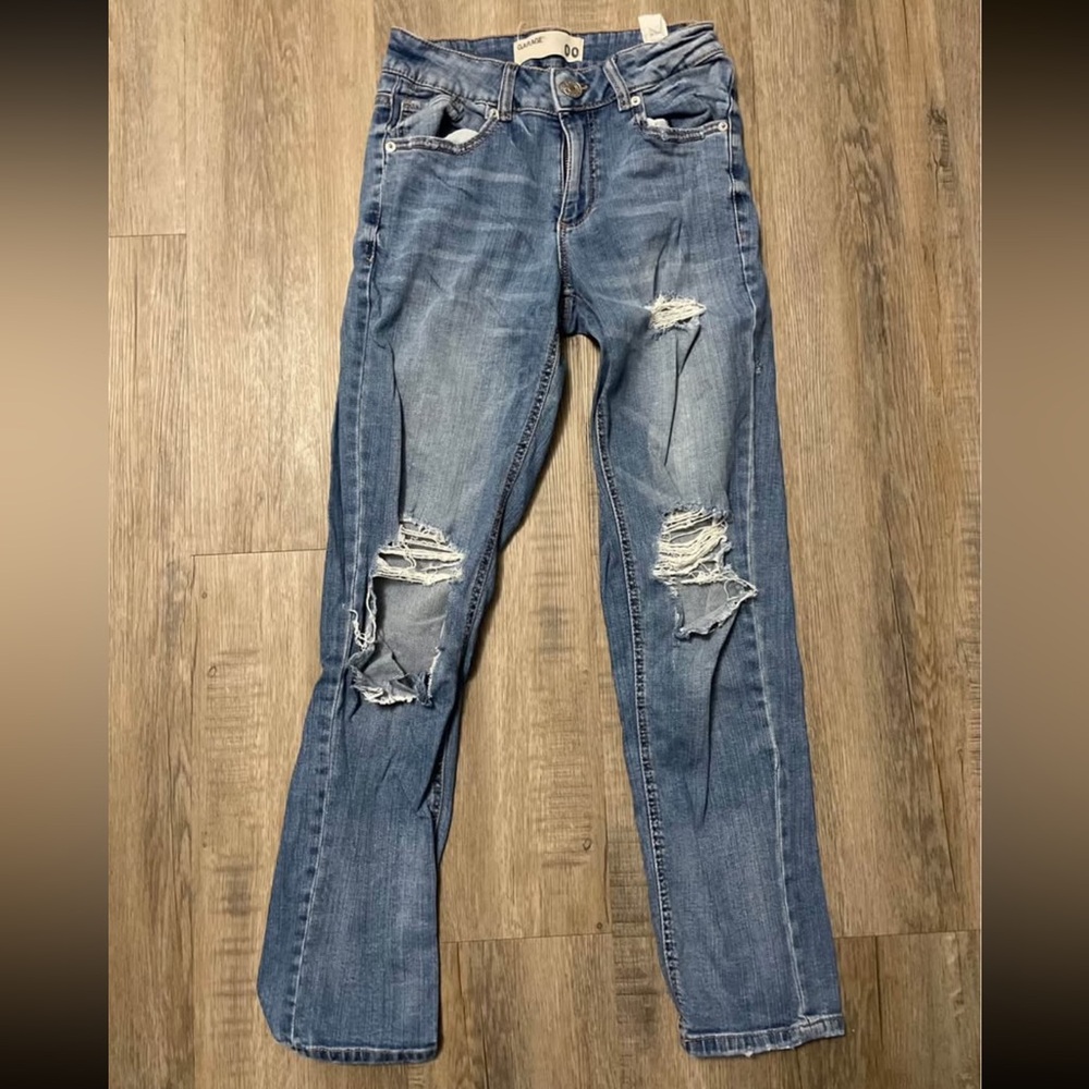 2/$20 Garage Blue Distressed Straight Leg Jeans